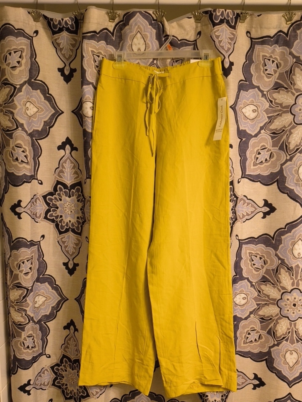 COLDWATER CREEK Casual Wide-Leg Drawstring Pants - Yellow